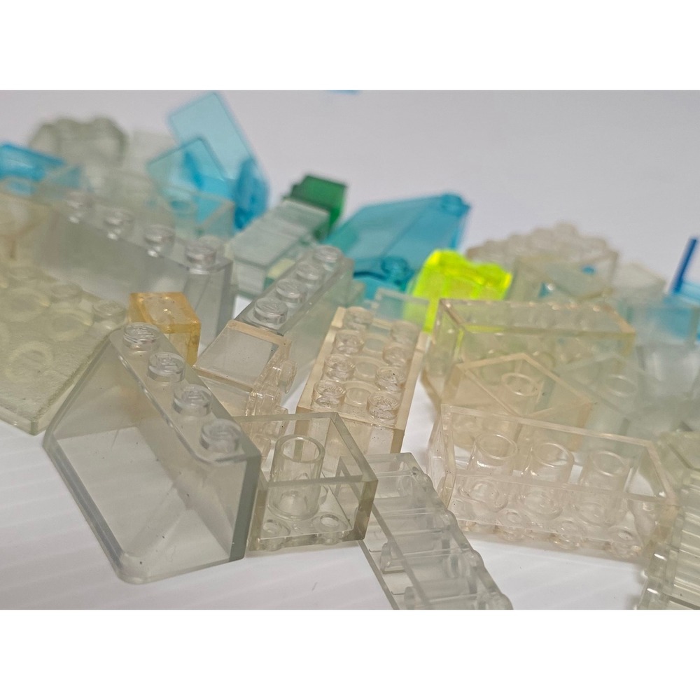 LEGO Translucent Parts Lot Clear Blue Green Yellow Mixed Pieces 0.23 lb